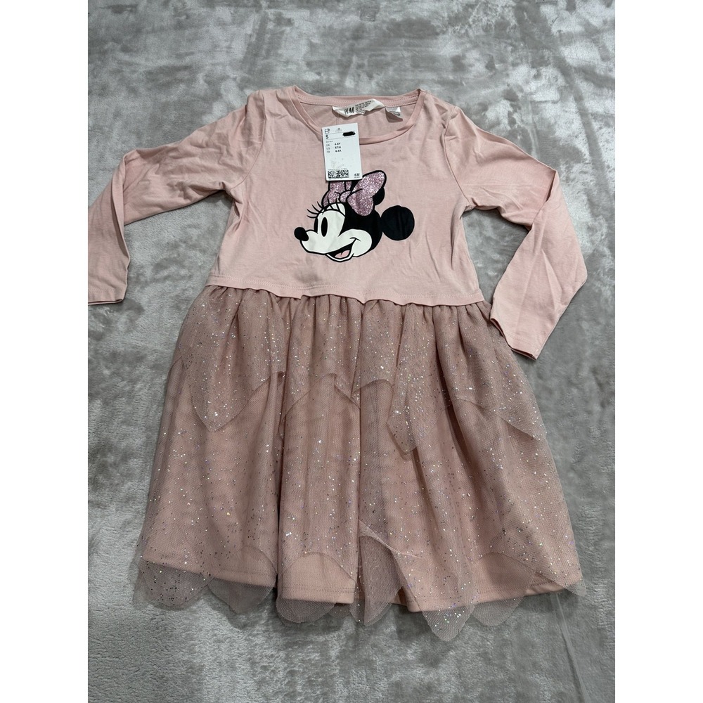 H&M Disney‎ Girls Long Sleeve Minnie Mouse Dress Size 5/6 Pink Layered NWT